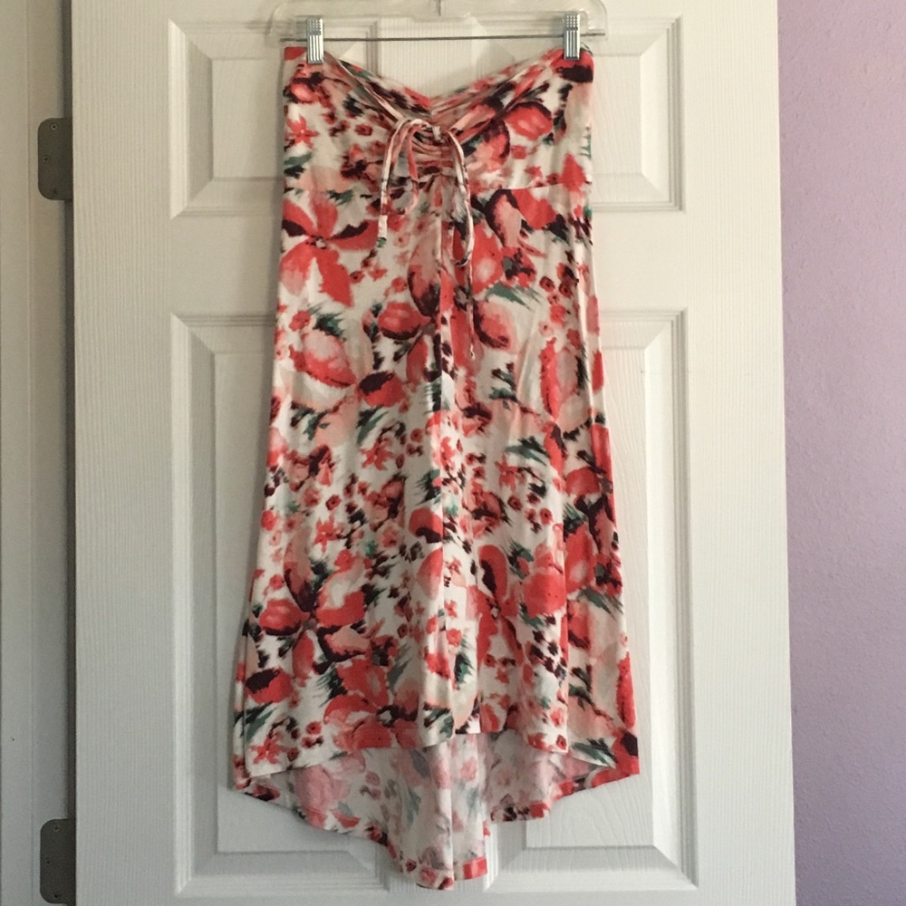 Columbia Pink Coral Flower Strapless Dress Skirt